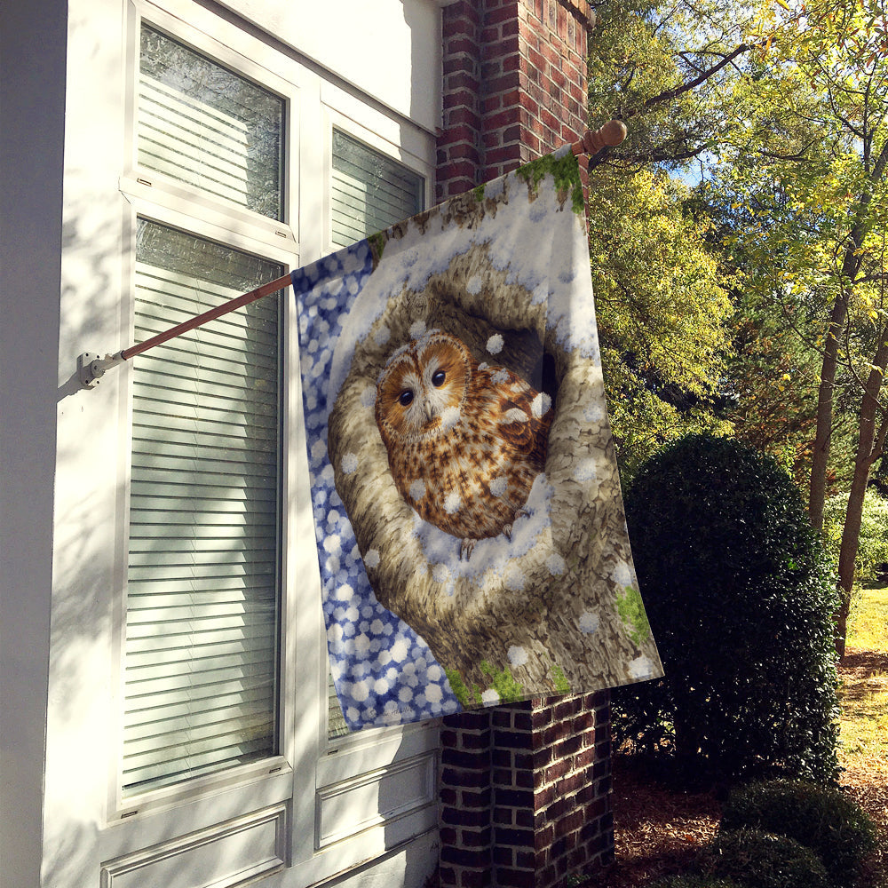 Tawny Owl in the Tree House Flag 28x40 Porch Sleeve Pole Decorative Outside Yard Banner Artwork Wall Hanging, Polyester
