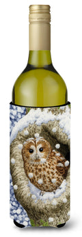 Tawny Owl in the Tree Wine Bottle Hugger Gift Sleeve for Standard 750 ml Bottles, Insulated Reusable Also Fits Mini Shot & Pint Bottles