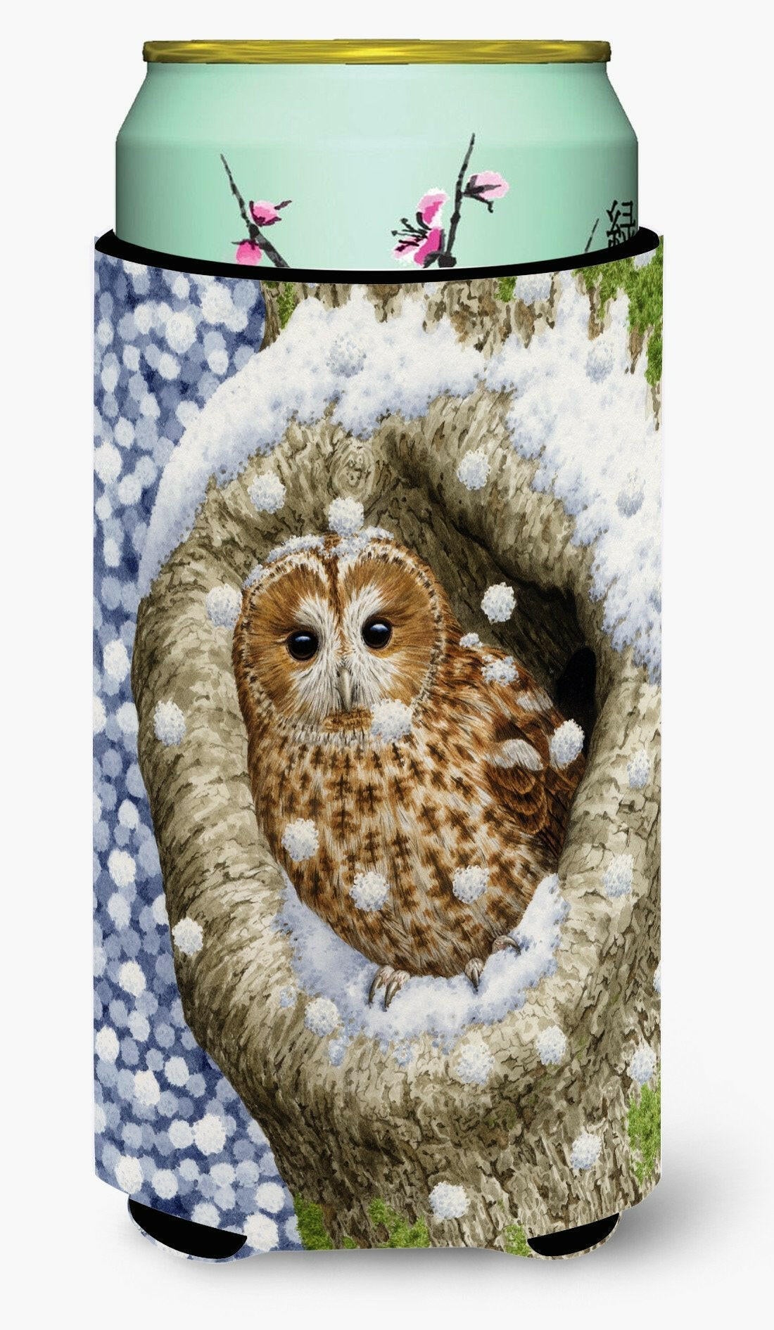 Tawny Owl in the Tree Tall Boy Hugger Can Cooler Sleeve Machine Washable Drink Collapsible Insulator Beverage Insulated Holder