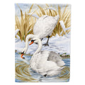 White Swans House Flag 28x40 Porch Sleeve Pole Decorative Outside Yard Banner Artwork Wall Hanging, Polyester