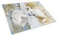 White Swans Cutting Board Tempered Glass Kitchen Cutting Surface, Heat Resistant Chopping, Non-Slip Feet, Food Prep & Serving