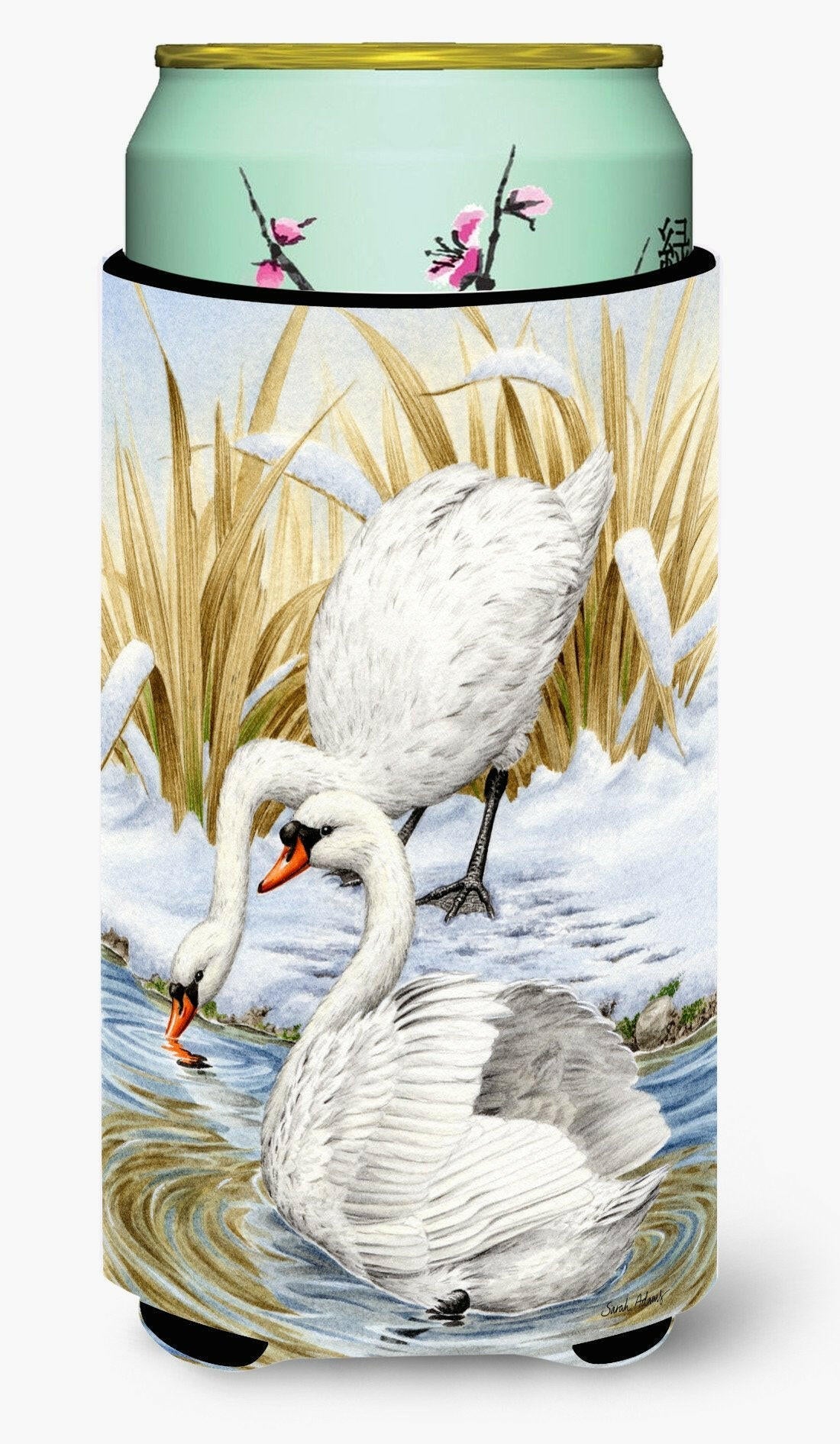 White Swans Tall Boy Hugger Can Cooler Sleeve Machine Washable Drink Collapsible Insulator Beverage Insulated Holder