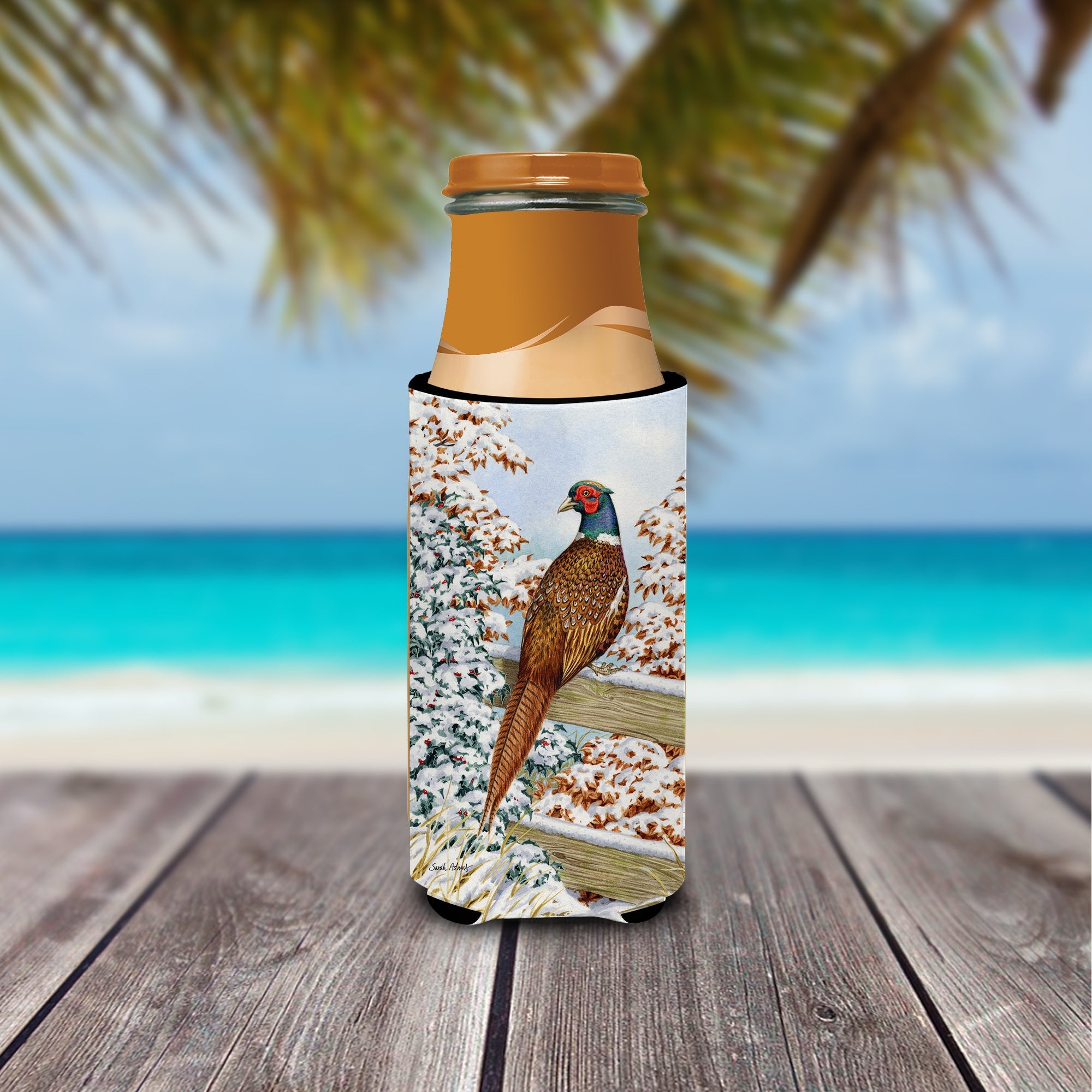 Pheasant Slim Can Hugger , Insulated Foam Hugger for 12 oz Slim Cans, Beer Bottles & Water Bottles, Printed in USA