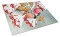 Eurasian Bullfinches Cutting Board Tempered Glass Kitchen Cutting Surface, Heat Resistant Chopping, Non-Slip Feet, Food Prep & Serving