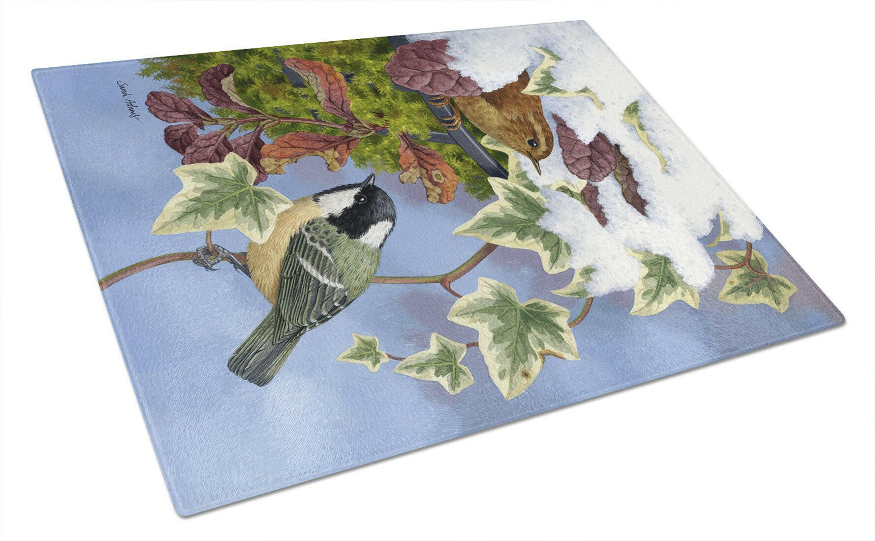 Coal Tit & Wren Cutting Board Tempered Glass Kitchen Cutting Surface, Heat Resistant Chopping, Non-Slip Feet, Food Prep & Serving
