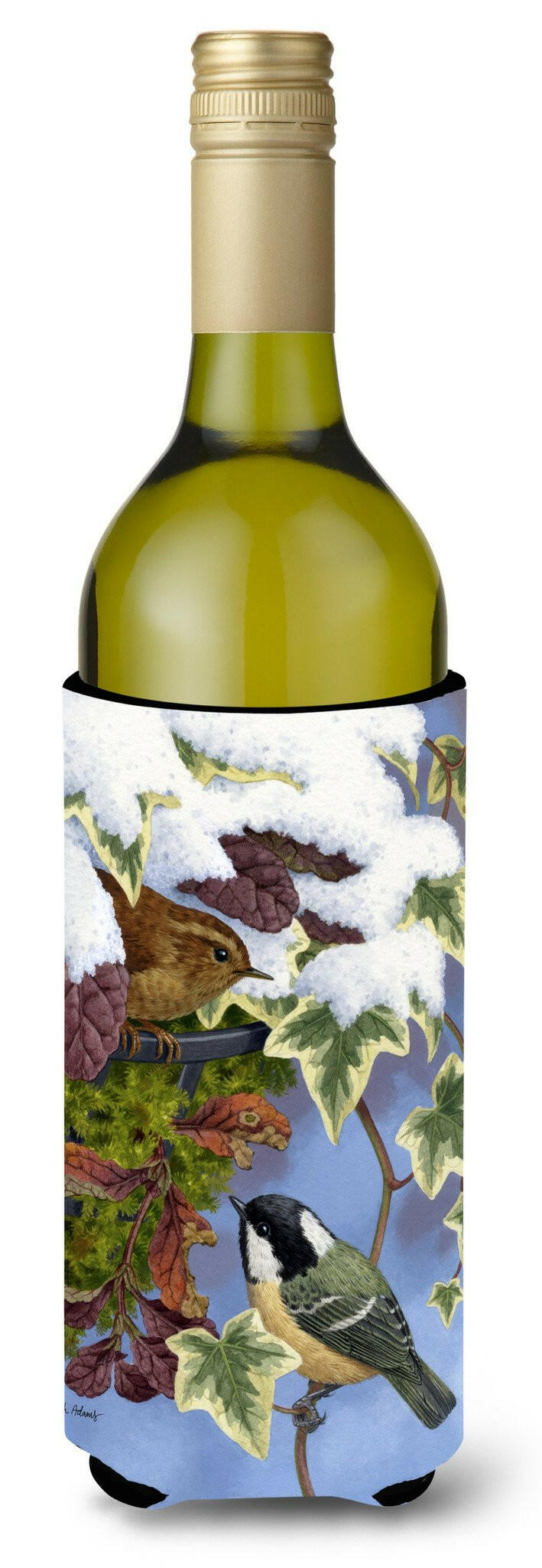 Coal Tit & Wren Wine Bottle Hugger Gift Sleeve for Standard 750 ml Bottles, Insulated Reusable Also Fits Mini Shot & Pint Bottles