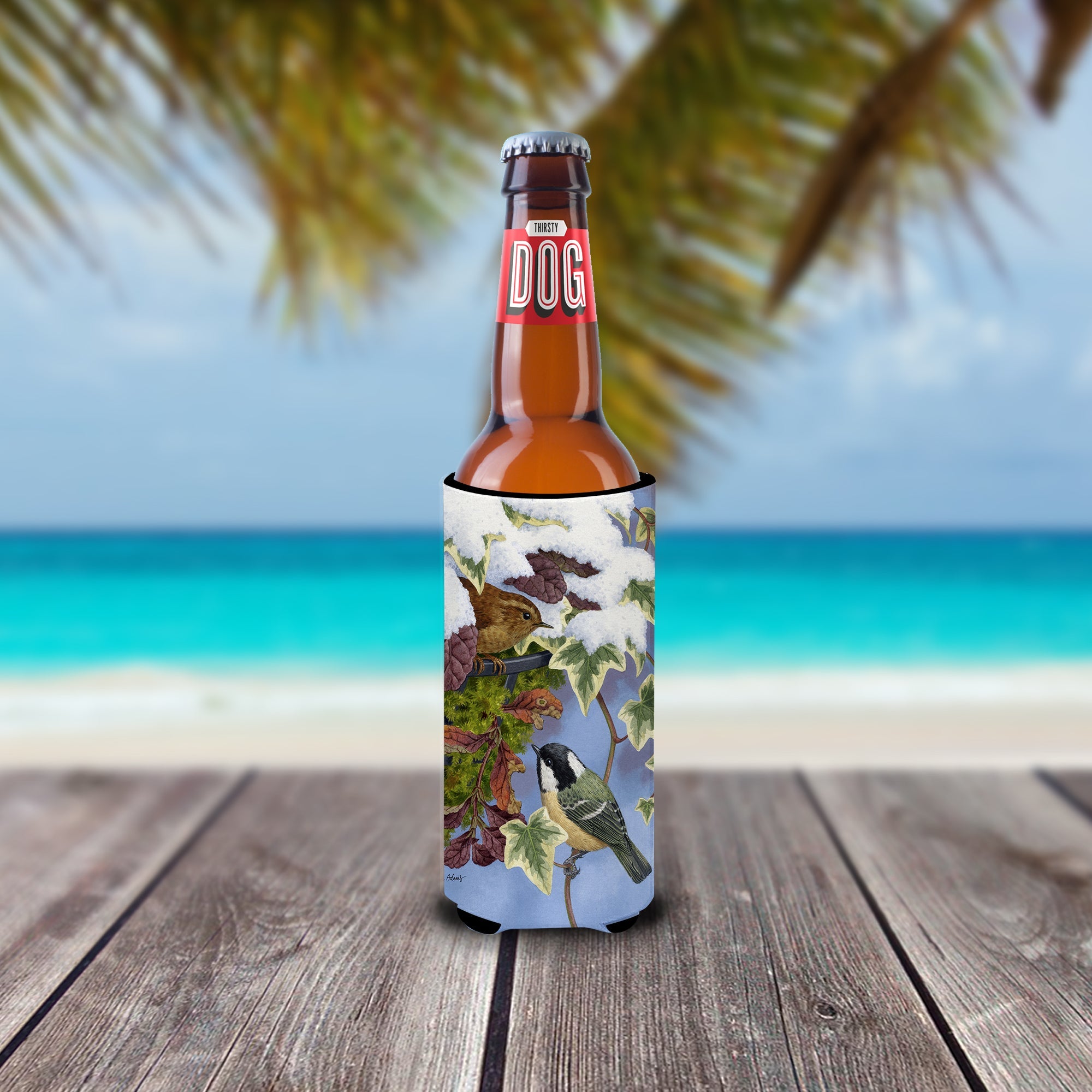 Coal Tit & Wren Slim Can Hugger , Insulated Foam Hugger for 12 oz Slim Cans, Beer Bottles & Water Bottles, Printed in USA