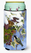 Coal Tit & Wren Tall Boy Hugger Can Cooler Sleeve Machine Washable Drink Collapsible Insulator Beverage Insulated Holder