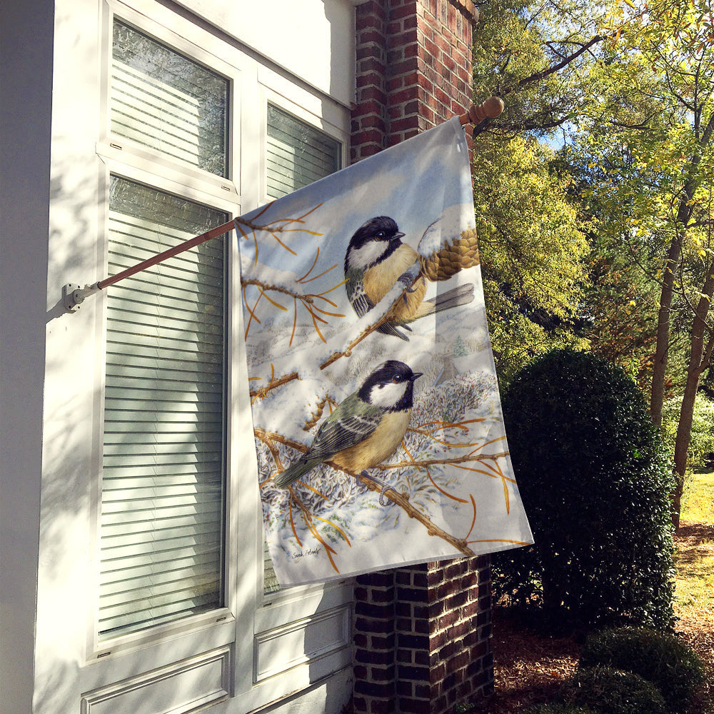 Coal Tits House Flag 28x40 Porch Sleeve Pole Decorative Outside Yard Banner Artwork Wall Hanging, Polyester