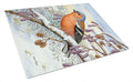 Eurasian Bullfinch Cutting Board Tempered Glass Kitchen Cutting Surface, Heat Resistant Chopping, Non-Slip Feet, Food Prep & Serving