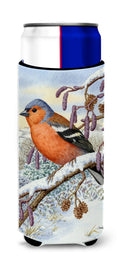 Eurasian Bullfinch Slim Can Hugger , Insulated Foam Hugger for 12 oz Slim Cans, Beer Bottles & Water Bottles, Printed in USA