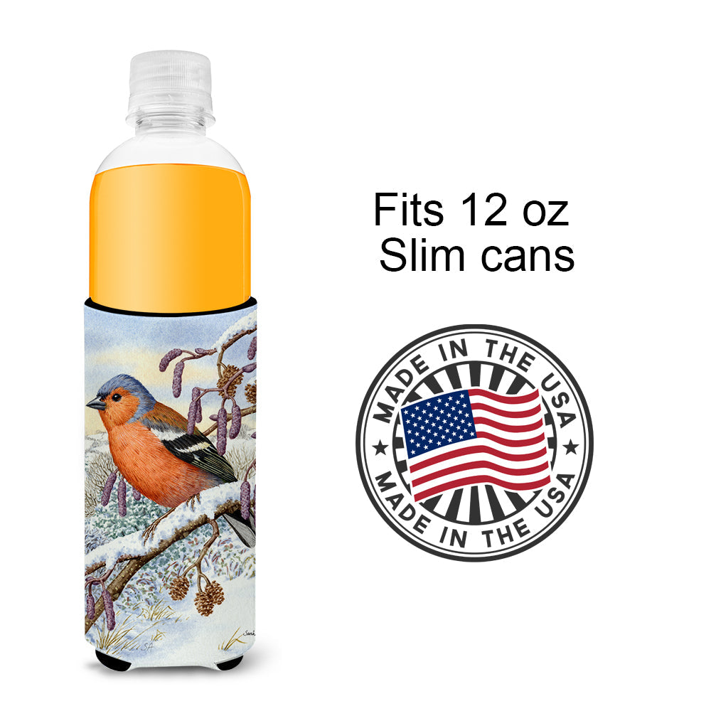 Eurasian Bullfinch Slim Can Hugger , Insulated Foam Hugger for 12 oz Slim Cans, Beer Bottles & Water Bottles, Printed in USA