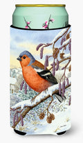 Eurasian Bullfinch Tall Boy Hugger Can Cooler Sleeve Machine Washable Drink Collapsible Insulator Beverage Insulated Holder