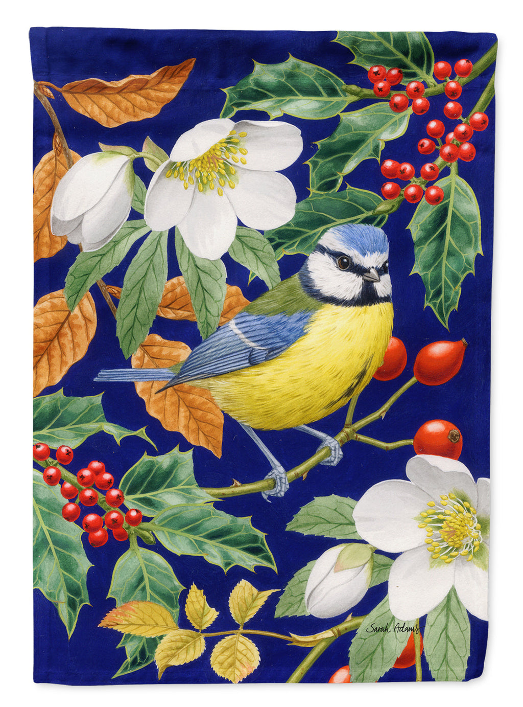 Eurasian Blue Tit House Flag 28x40 Porch Sleeve Pole Decorative Outside Yard Banner Artwork Wall Hanging, Polyester