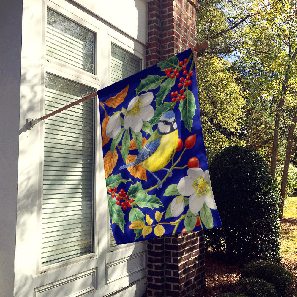 Eurasian Blue Tit House Flag 28x40 Porch Sleeve Pole Decorative Outside Yard Banner Artwork Wall Hanging, Polyester