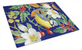 Eurasian Blue Tit Cutting Board Tempered Glass Kitchen Cutting Surface, Heat Resistant Chopping, Non-Slip Feet, Food Prep & Serving
