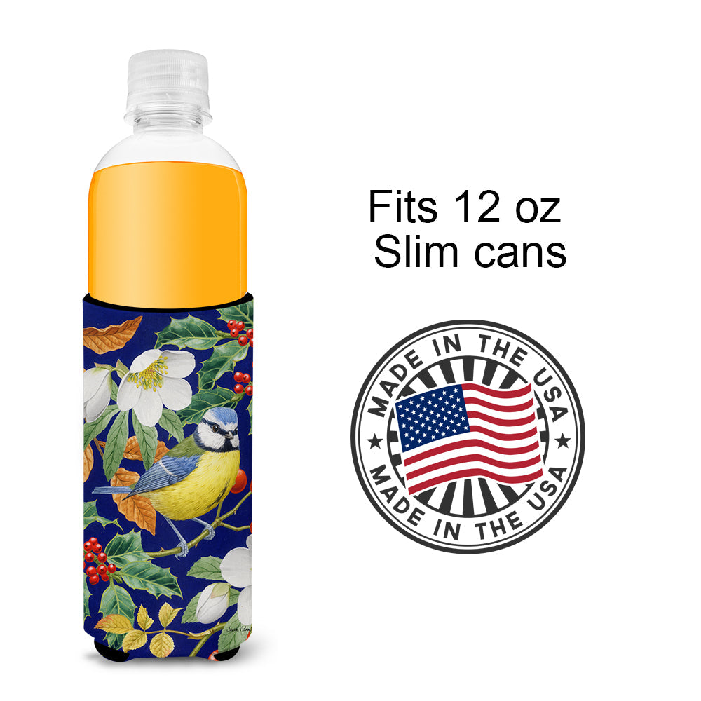 Eurasian Blue Tit Slim Can Hugger , Insulated Foam Hugger for 12 oz Slim Cans, Beer Bottles & Water Bottles, Printed in USA