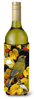 European Greenfinch Wine Bottle Hugger Gift Sleeve for Standard 750 ml Bottles, Insulated Reusable Also Fits Mini Shot & Pint Bottles
