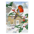 European Robin House Flag 28x40 Porch Sleeve Pole Decorative Outside Yard Banner Artwork Wall Hanging, Polyester