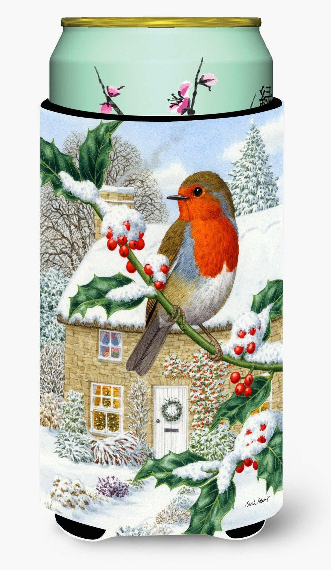 European Robin Tall Boy Hugger Can Cooler Sleeve Machine Washable Drink Collapsible Insulator Beverage Insulated Holder