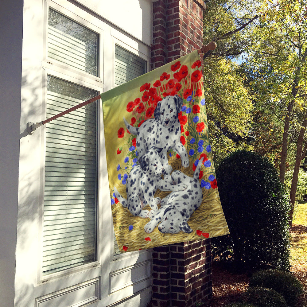Dalmatian Pups House Flag 28x40 Porch Sleeve Pole Decorative Outside Yard Banner Artwork Wall Hanging, Polyester