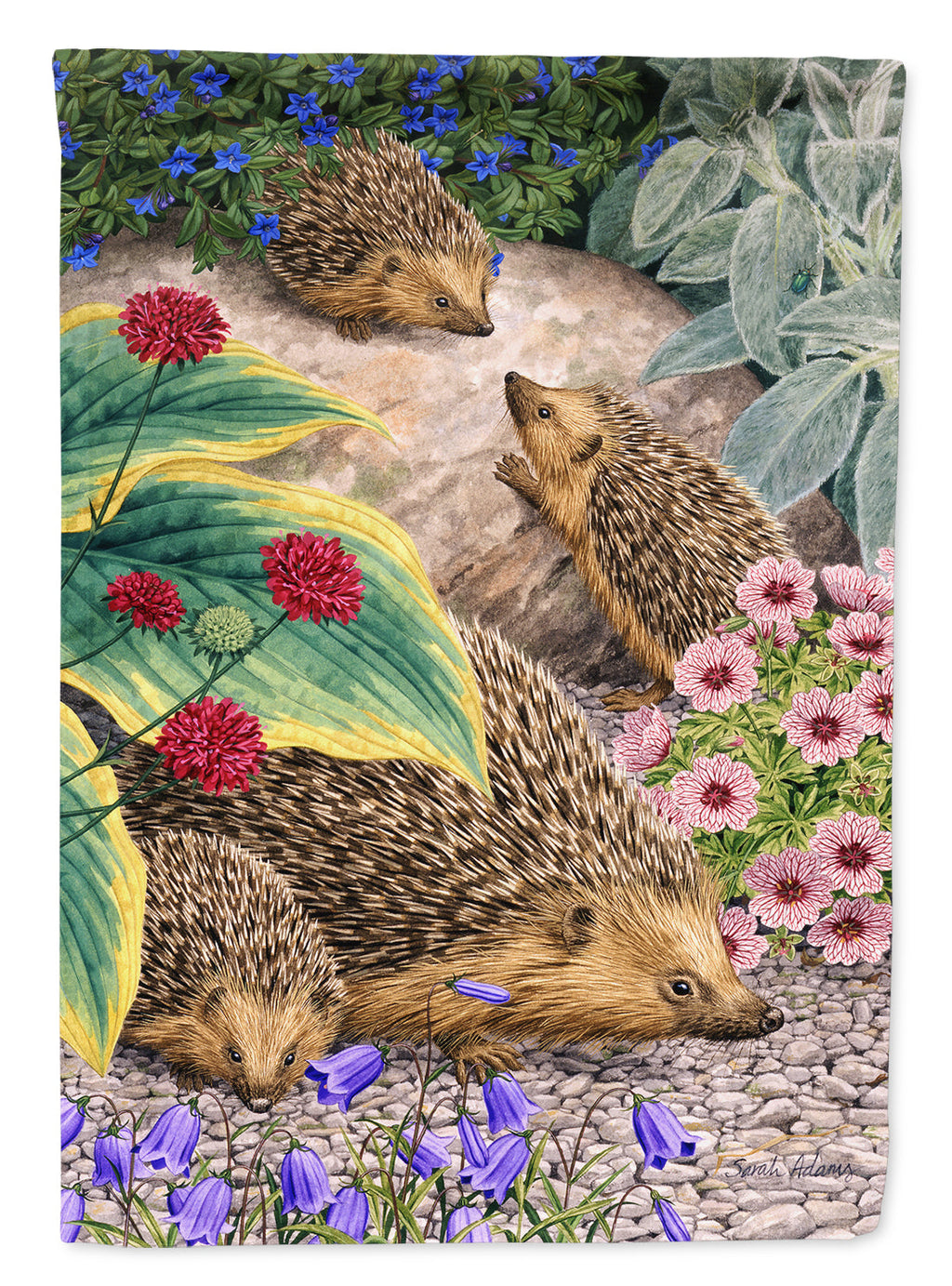 Hedgehogs House Flag 28x40 Porch Sleeve Pole Decorative Outside Yard Banner Artwork Wall Hanging, Polyester
