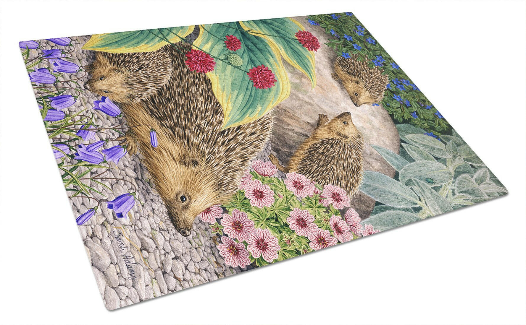 Hedgehogs Cutting Board Tempered Glass Kitchen Cutting Surface, Heat Resistant Chopping, Non-Slip Feet, Food Prep & Serving