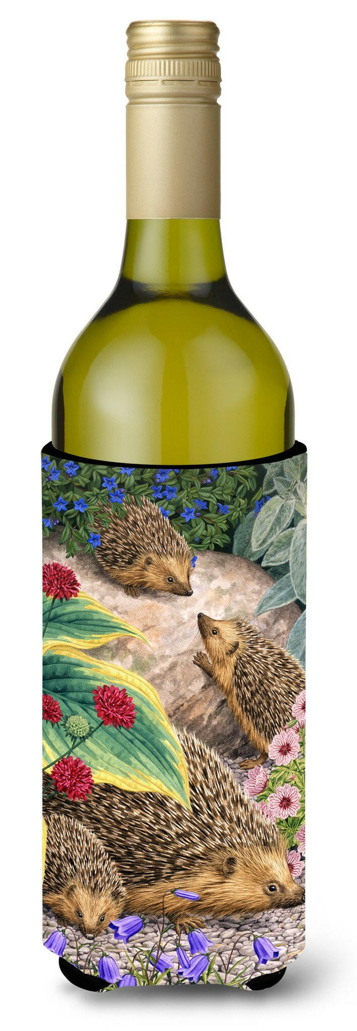 Hedgehogs Wine Bottle Hugger Gift Sleeve for Standard 750 ml Bottles, Insulated Reusable Also Fits Mini Shot & Pint Bottles