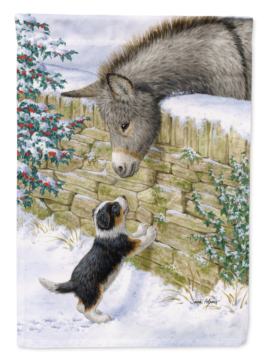Pup & Donkey House Flag 28x40 Porch Sleeve Pole Decorative Outside Yard Banner Artwork Wall Hanging, Polyester