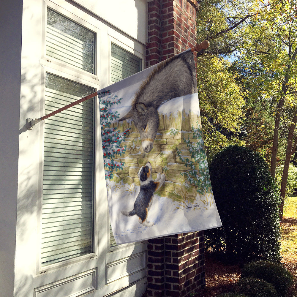 Pup & Donkey House Flag 28x40 Porch Sleeve Pole Decorative Outside Yard Banner Artwork Wall Hanging, Polyester