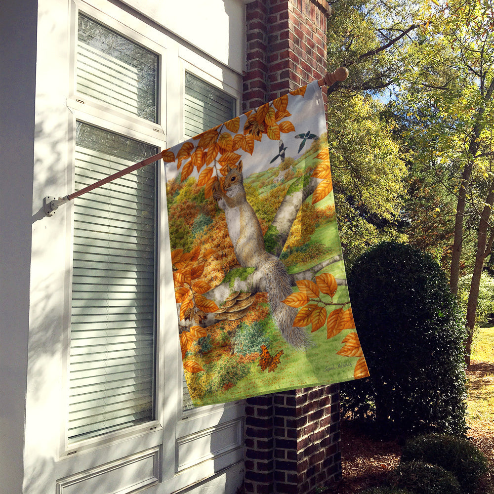 Grey Squirrel House Flag 28x40 Porch Sleeve Pole Decorative Outside Yard Banner Artwork Wall Hanging, Polyester