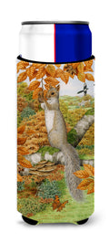 Grey Squirrel Slim Can Hugger , Insulated Foam Hugger for 12 oz Slim Cans, Beer Bottles & Water Bottles, Printed in USA