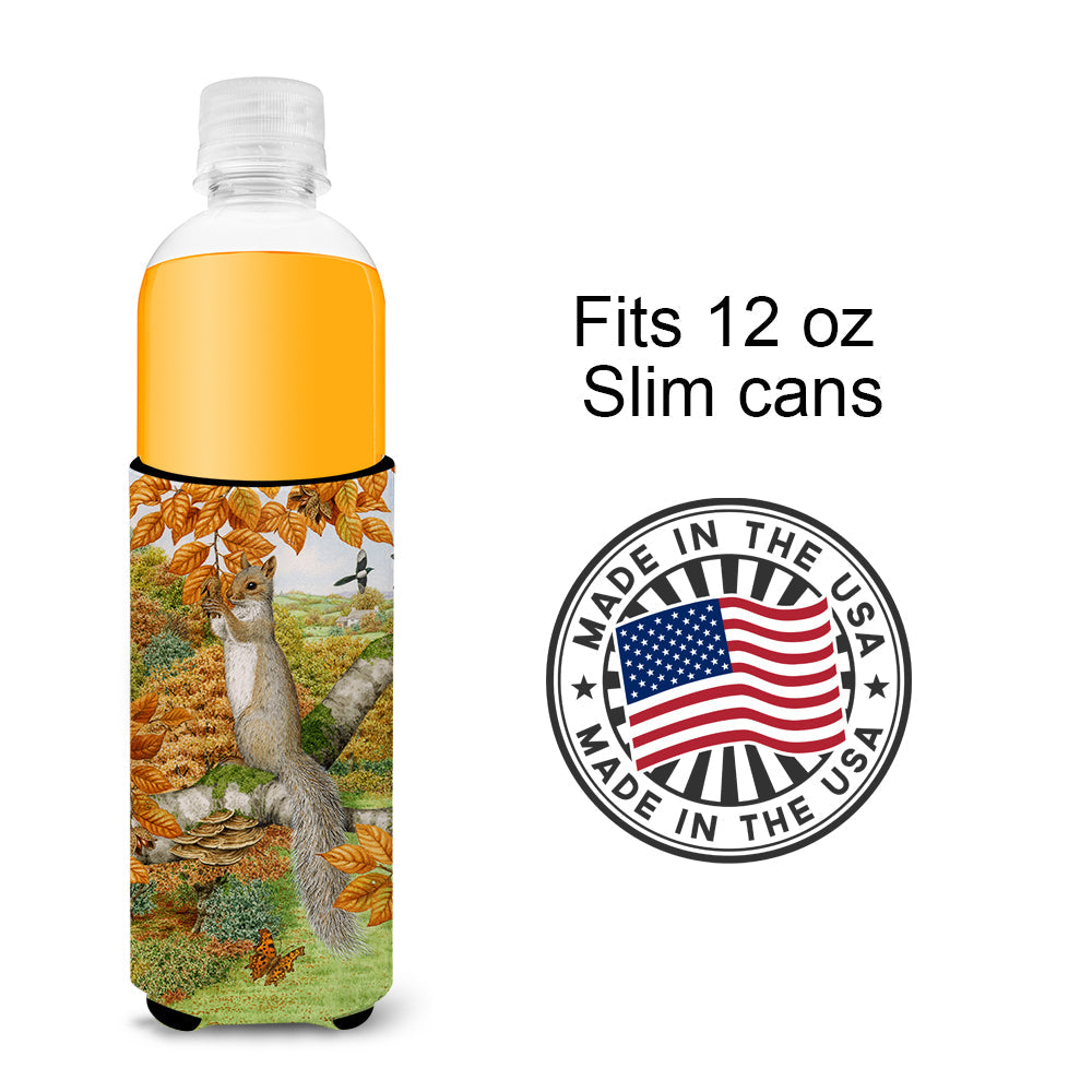 Grey Squirrel Slim Can Hugger , Insulated Foam Hugger for 12 oz Slim Cans, Beer Bottles & Water Bottles, Printed in USA