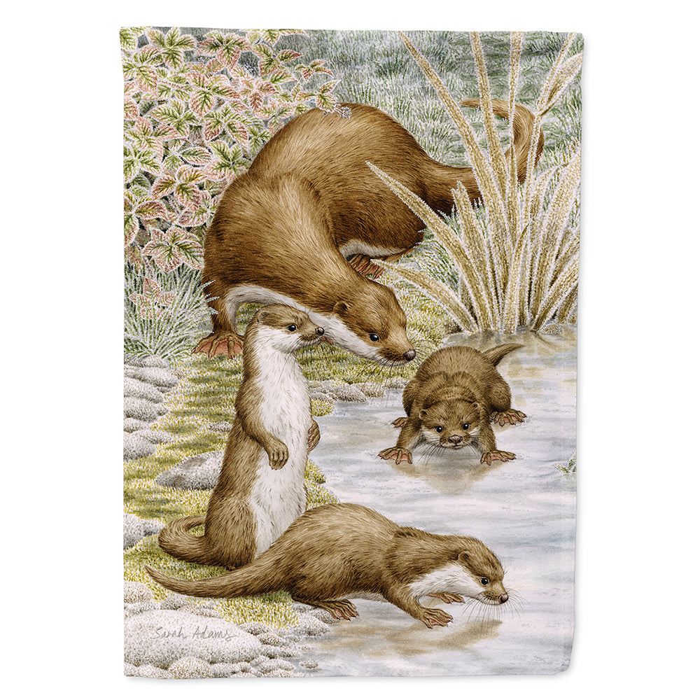 Otter Family House Flag 28x40 Porch Sleeve Pole Decorative Outside Yard Banner Artwork Wall Hanging, Polyester