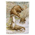Otter Family House Flag 28x40 Porch Sleeve Pole Decorative Outside Yard Banner Artwork Wall Hanging, Polyester