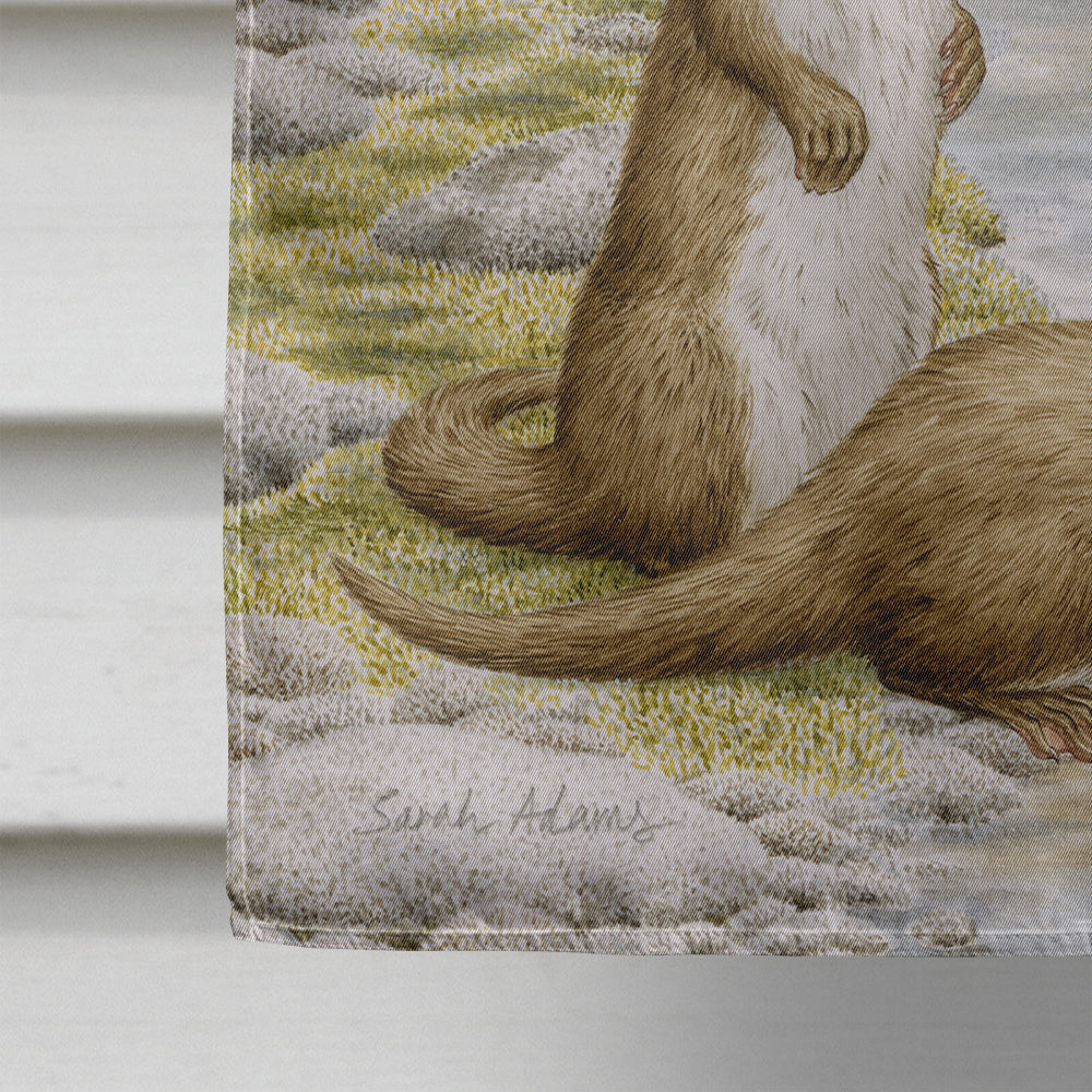 Otter Family House Flag 28x40 Porch Sleeve Pole Decorative Outside Yard Banner Artwork Wall Hanging, Polyester