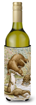 Otter Family Wine Bottle Hugger Gift Sleeve for Standard 750 ml Bottles, Insulated Reusable Also Fits Mini Shot & Pint Bottles
