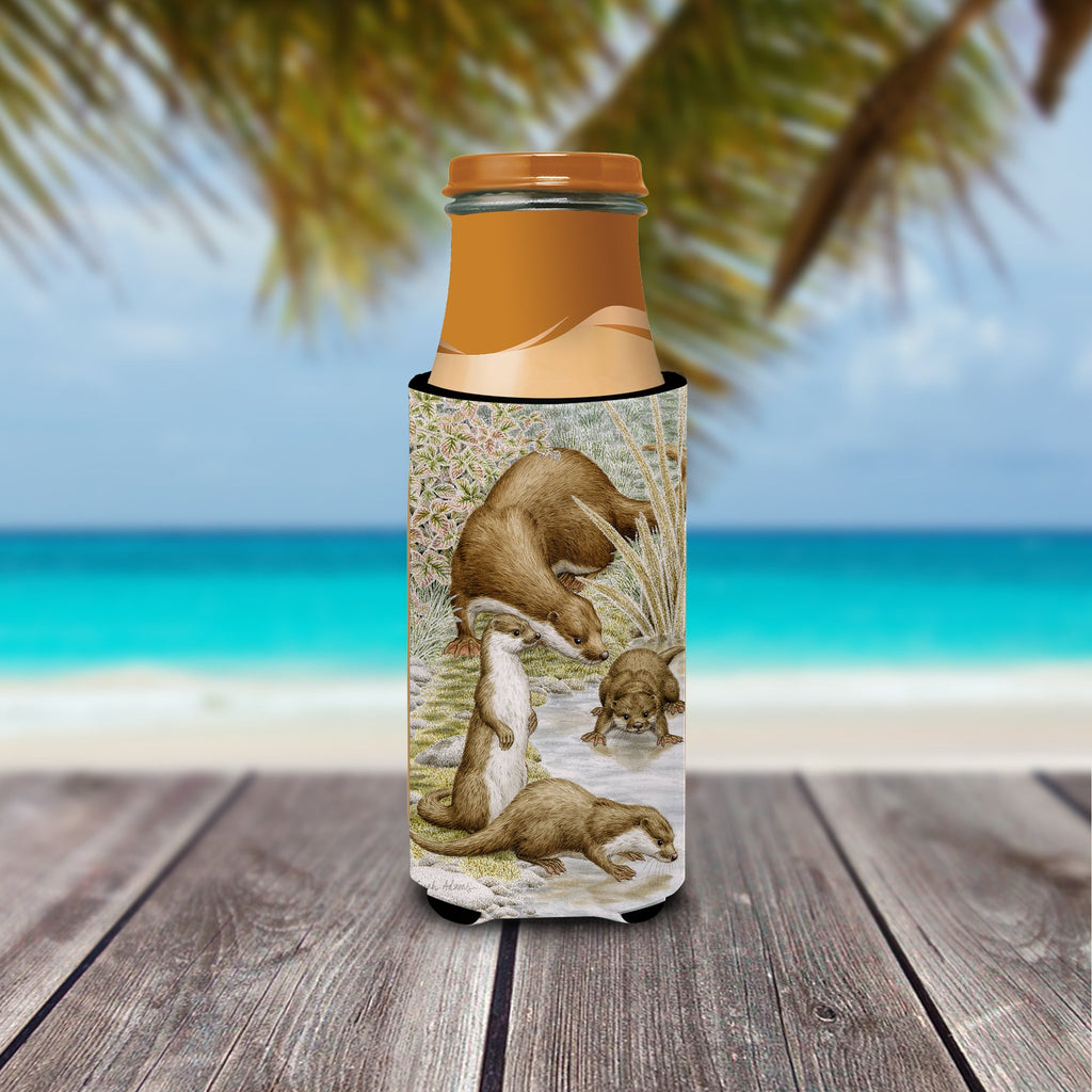 Otter Family Slim Can Hugger , Insulated Foam Hugger for 12 oz Slim Cans, Beer Bottles & Water Bottles, Printed in USA