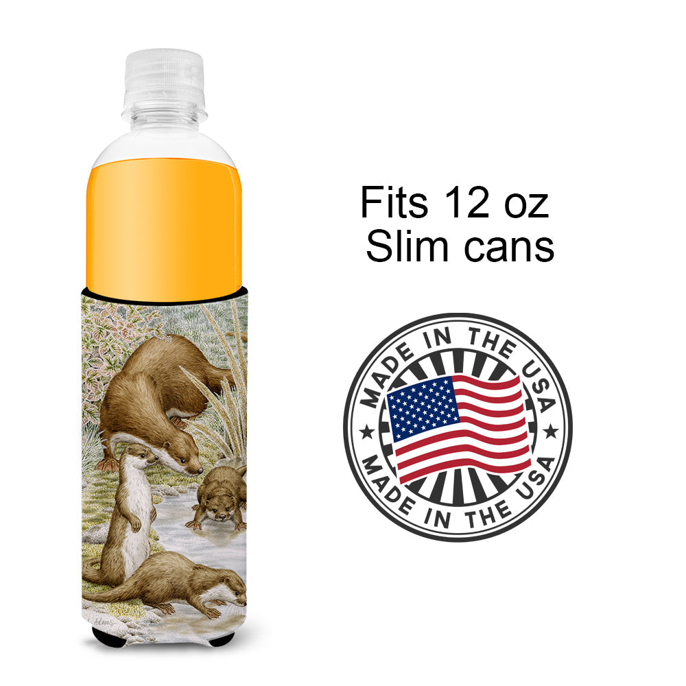 Otter Family Slim Can Hugger , Insulated Foam Hugger for 12 oz Slim Cans, Beer Bottles & Water Bottles, Printed in USA