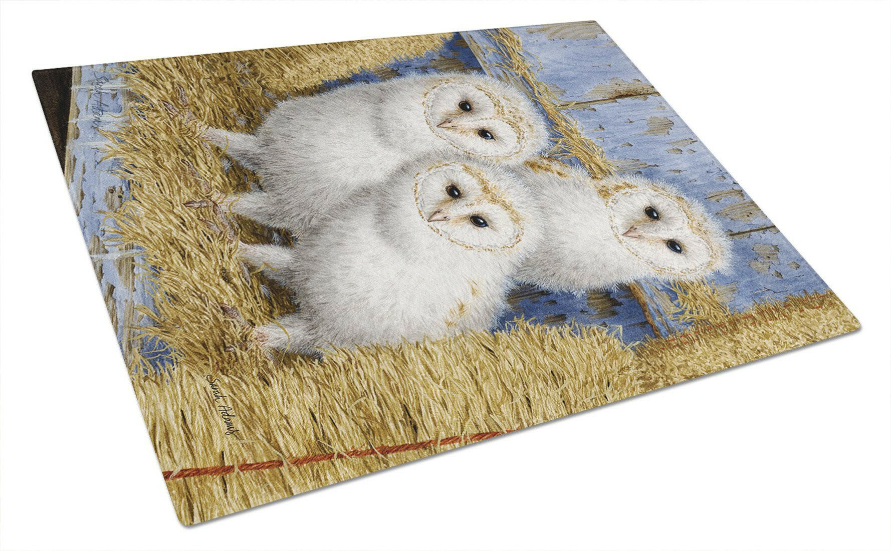 Barn Owl Chicks Cutting Board Tempered Glass Kitchen Cutting Surface, Heat Resistant Chopping, Non-Slip Feet, Food Prep & Serving