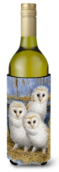 Barn Owl Chicks Wine Bottle Hugger Gift Sleeve for Standard 750 ml Bottles, Insulated Reusable Also Fits Mini Shot & Pint Bottles