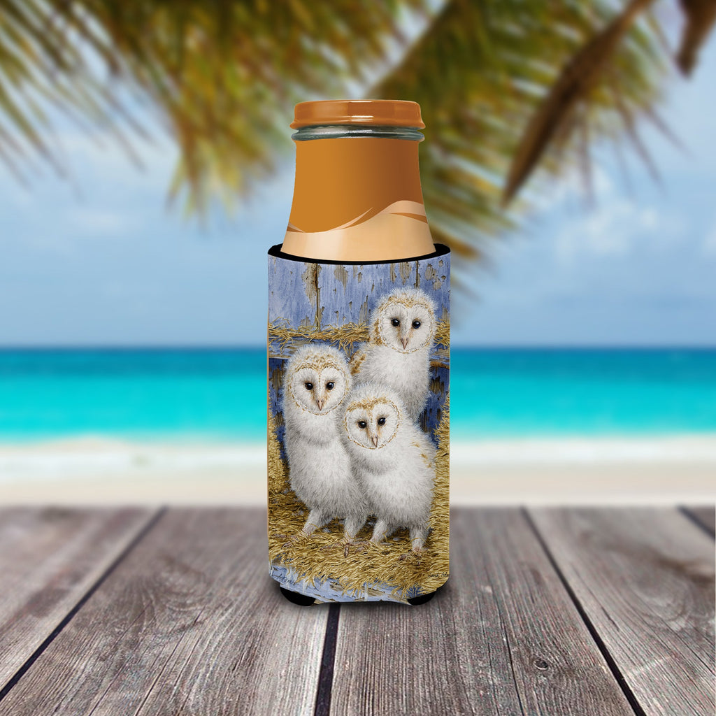 Barn Owl Chicks Slim Can Hugger , Insulated Foam Hugger for 12 oz Slim Cans, Beer Bottles & Water Bottles, Printed in USA