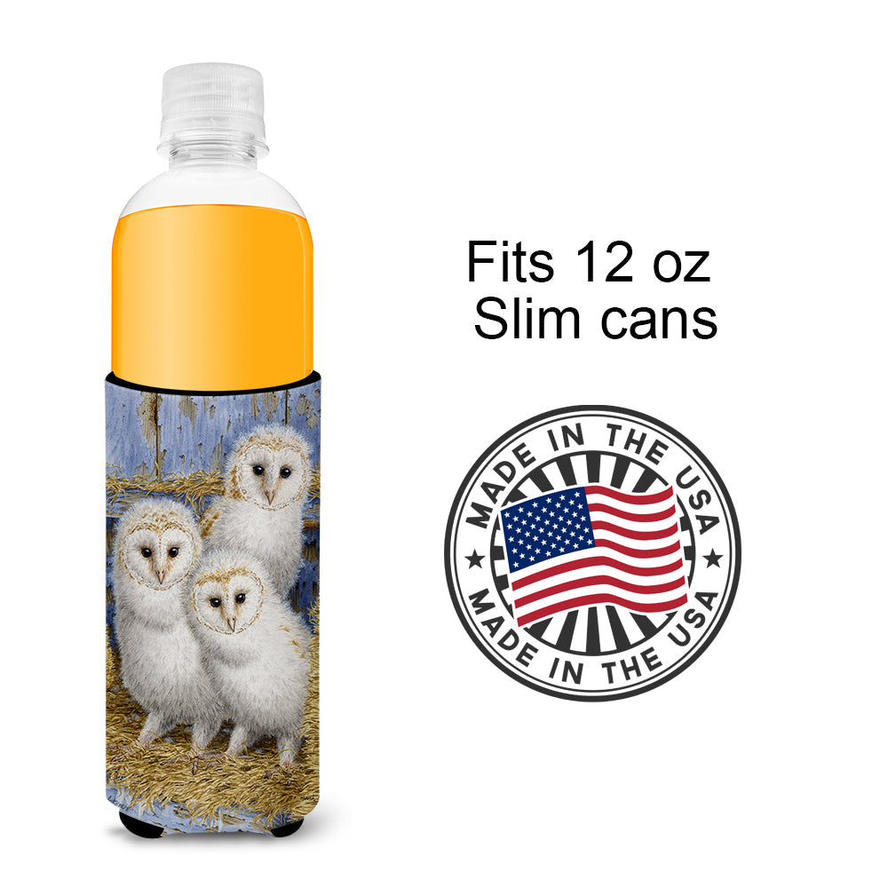 Barn Owl Chicks Slim Can Hugger , Insulated Foam Hugger for 12 oz Slim Cans, Beer Bottles & Water Bottles, Printed in USA