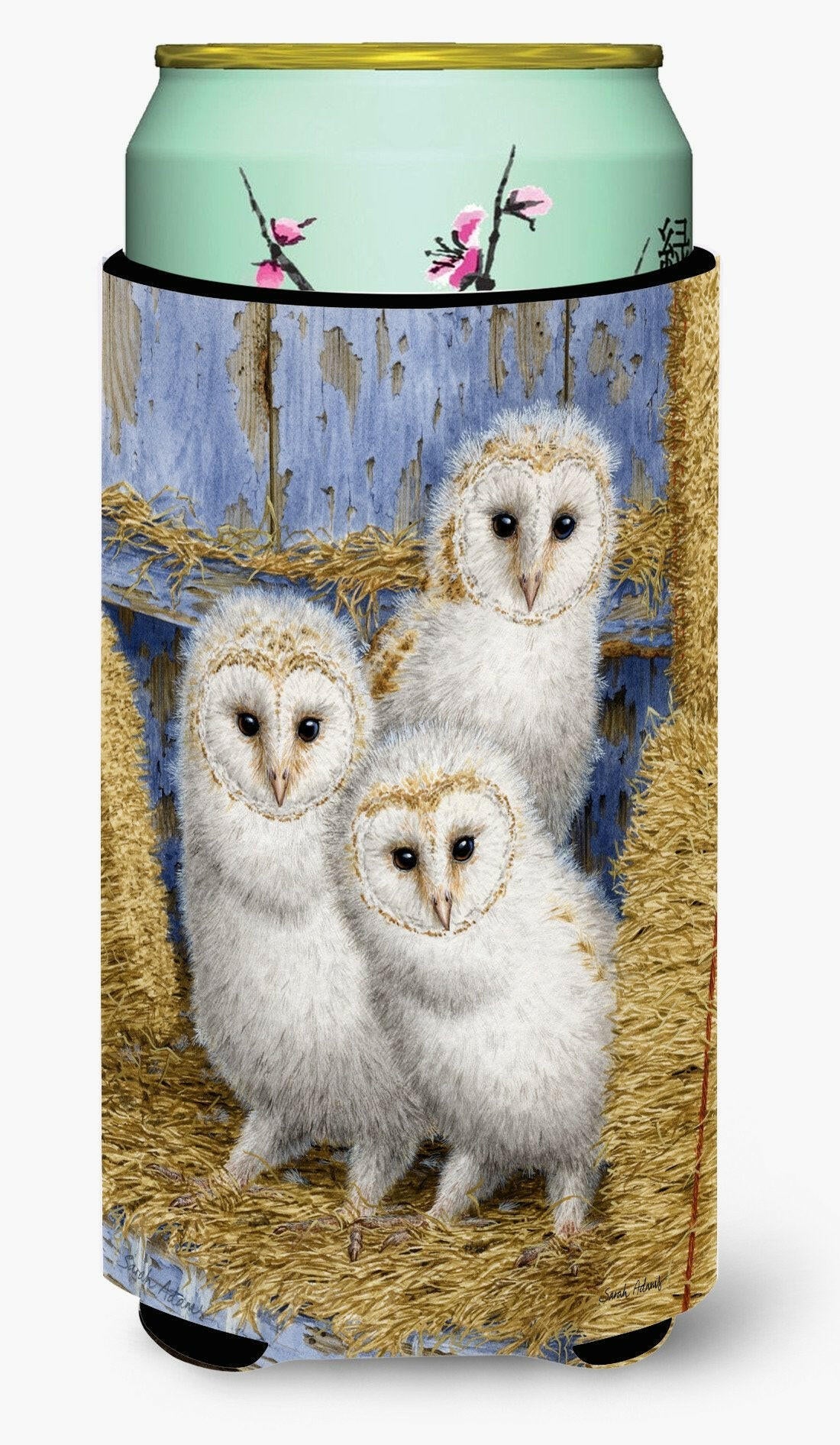 Barn Owl Chicks Tall Boy Hugger Can Cooler Sleeve Machine Washable Drink Collapsible Insulator Beverage Insulated Holder