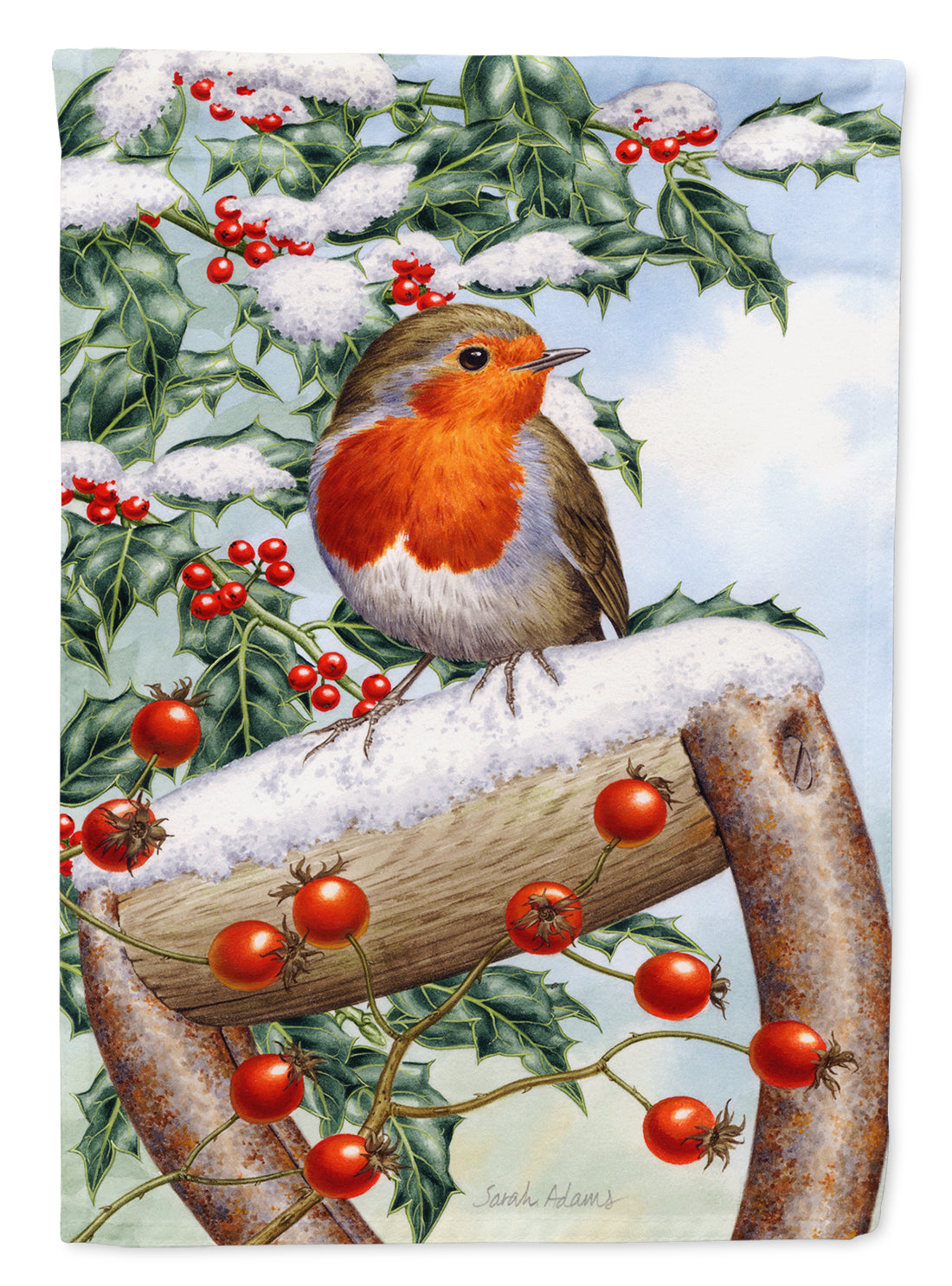 European Garden Robin House Flag 28x40 Porch Sleeve Pole Decorative Outside Yard Banner Artwork Wall Hanging, Polyester