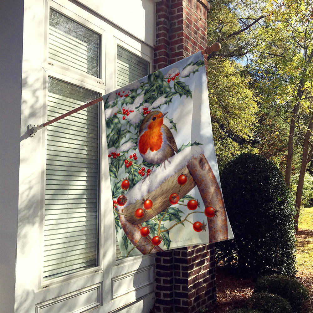European Garden Robin House Flag 28x40 Porch Sleeve Pole Decorative Outside Yard Banner Artwork Wall Hanging, Polyester