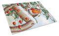 European Garden Robin Cutting Board Tempered Glass Kitchen Cutting Surface, Heat Resistant Chopping, Non-Slip Feet, Food Prep & Serving