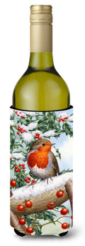 European Garden Robin Wine Bottle Hugger Gift Sleeve for Standard 750 ml Bottles, Insulated Reusable Also Fits Mini Shot & Pint Bottles