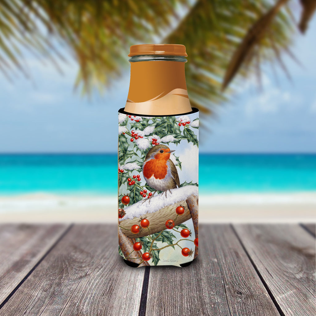European Garden Robin Slim Can Hugger , Insulated Foam Hugger for 12 oz Slim Cans, Beer Bottles & Water Bottles, Printed in USA