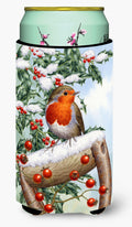 European Garden Robin Tall Boy Hugger Can Cooler Sleeve Machine Washable Drink Collapsible Insulator Beverage Insulated Holder